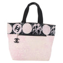 CHANEL Hand Bag Canvas Pink Silver CC Auth bs35992A-13