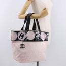 CHANEL Hand Bag Canvas Pink Silver CC Auth bs35992A-25