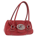 Christian Dior Hand Bag Leather Red Silver Auth bs35993-1