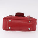 Christian Dior Hand Bag Leather Red Silver Auth bs35993-10