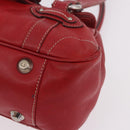 Christian Dior Hand Bag Leather Red Silver Auth bs35993-12