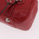 Christian Dior Hand Bag Leather Red Silver Auth bs35993-14