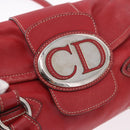 Christian Dior Hand Bag Leather Red Silver Auth bs35993-15