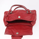 Christian Dior Hand Bag Leather Red Silver Auth bs35993-16