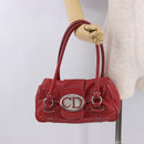 Christian Dior Hand Bag Leather Red Silver Auth bs35993-24