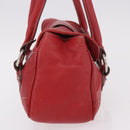 Christian Dior Hand Bag Leather Red Silver Auth bs35993-5