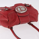 Christian Dior Hand Bag Leather Red Silver Auth bs35993-6