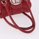 Christian Dior Hand Bag Leather Red Silver Auth bs35993-7