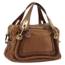 Chloe Paraty Hand Bag Leather Brown Gold Auth bs35996-1