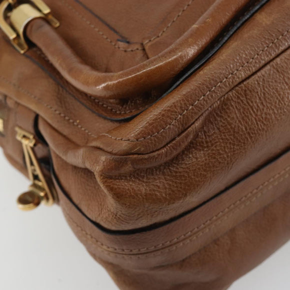 Chloe Paraty Hand Bag Leather Brown Gold Auth bs35996