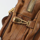 Chloe Paraty Hand Bag Leather Brown Gold Auth bs35996-17