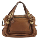 Chloe Paraty Hand Bag Leather Brown Gold Auth bs35996-13