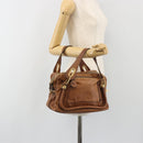 Chloe Paraty Hand Bag Leather Brown Gold Auth bs35996-23