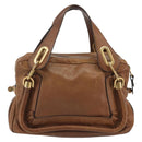 Chloe Paraty Hand Bag Leather Brown Gold Auth bs35996-2
