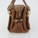 Chloe Paraty Hand Bag Leather Brown Gold Auth bs35996-3