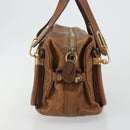 Chloe Paraty Hand Bag Leather Brown Gold Auth bs35996-4