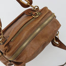 Chloe Paraty Hand Bag Leather Brown Gold Auth bs35996-6
