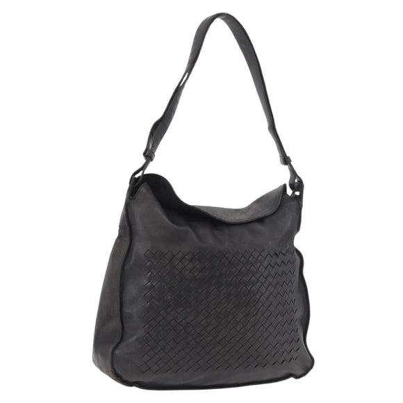 BOTTEGA VENETA INTRECCIATO Shoulder Bag Leather Black Auth bs36000