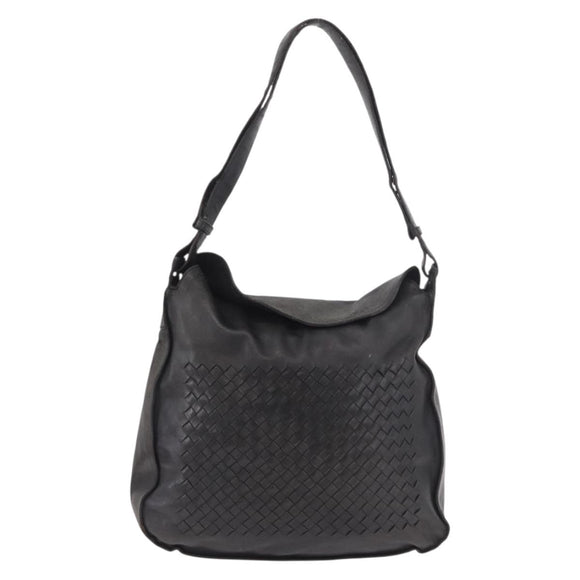 BOTTEGA VENETA INTRECCIATO Shoulder Bag Leather Black Auth bs36000