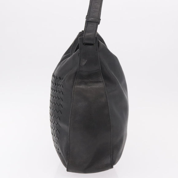 BOTTEGA VENETA INTRECCIATO Shoulder Bag Leather Black Auth bs36000