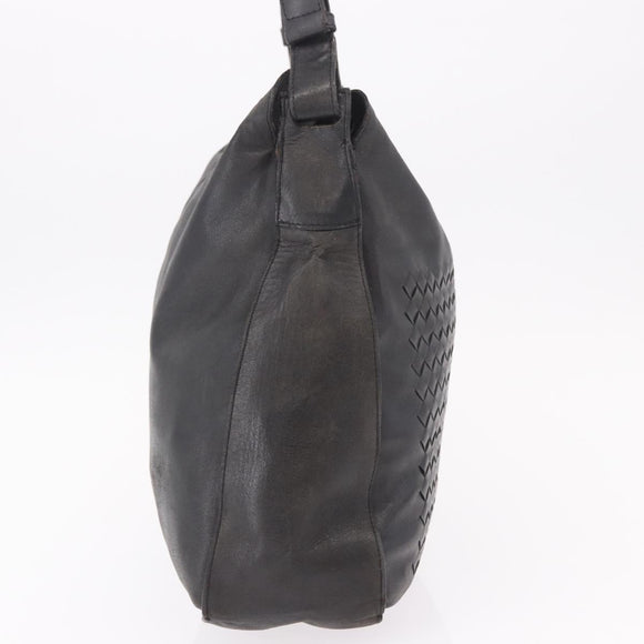BOTTEGA VENETA INTRECCIATO Shoulder Bag Leather Black Auth bs36000