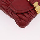 Miu Miu Matelasse Shoulder Pouch Chain Leather Red Gold Auth bs36016-9