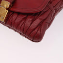 Miu Miu Matelasse Shoulder Pouch Chain Leather Red Gold Auth bs36016-14