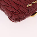 Miu Miu Matelasse Shoulder Pouch Chain Leather Red Gold Auth bs36016-15