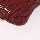 Miu Miu Matelasse Shoulder Pouch Chain Leather Red Gold Auth bs36016-16