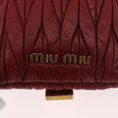 Miu Miu Matelasse Shoulder Pouch Chain Leather Red Gold Auth bs36016-17
