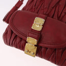 Miu Miu Matelasse Shoulder Pouch Chain Leather Red Gold Auth bs36016-10