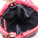 Miu Miu Matelasse Shoulder Pouch Chain Leather Red Gold Auth bs36016-19