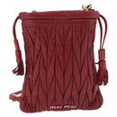 Miu Miu Matelasse Shoulder Pouch Chain Leather Red Gold Auth bs36016-2
