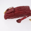 Miu Miu Matelasse Shoulder Pouch Chain Leather Red Gold Auth bs36016-3