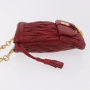 Miu Miu Matelasse Shoulder Pouch Chain Leather Red Gold Auth bs36016-4