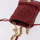 Miu Miu Matelasse Shoulder Pouch Chain Leather Red Gold Auth bs36016-6
