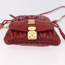 Miu Miu Matelasse Shoulder Pouch Chain Leather Red Gold Auth bs36016-5
