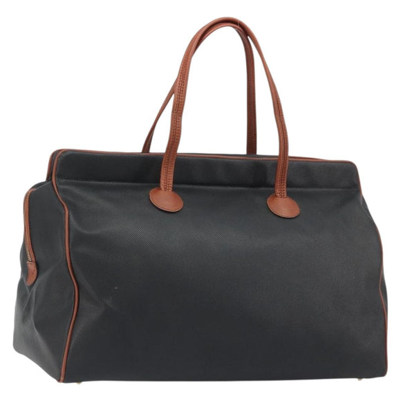 BOTTEGA VENETA Boston Bag PVC Canvas Black Gold Auth bs36018