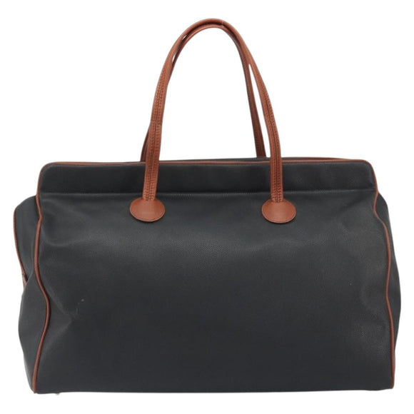BOTTEGA VENETA Boston Bag PVC Canvas Black Gold Auth bs36018