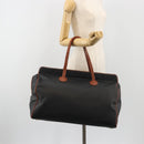 BOTTEGA VENETA Boston Bag PVC Canvas Black Gold Auth bs36018-22