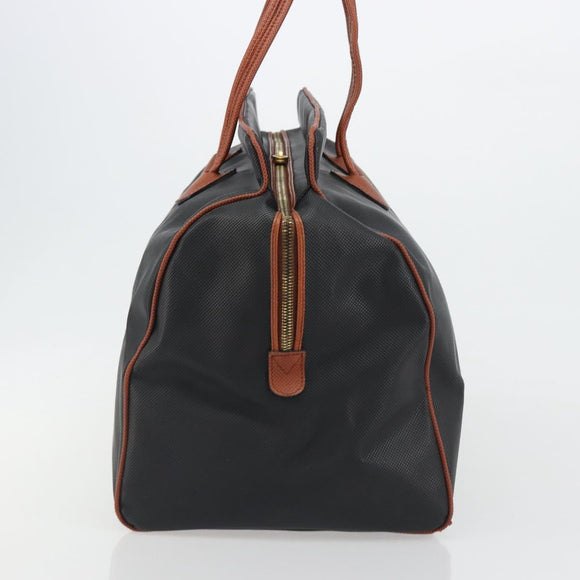 BOTTEGA VENETA Boston Bag PVC Canvas Black Gold Auth bs36018