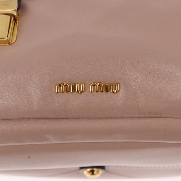 Miu Miu Hand Bag Leather 2way Pink Gold Auth bs36019A