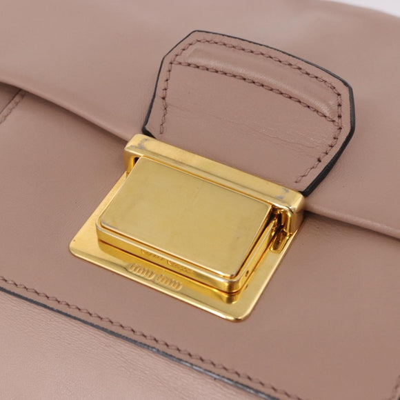 Miu Miu Hand Bag Leather 2way Pink Gold Auth bs36019A