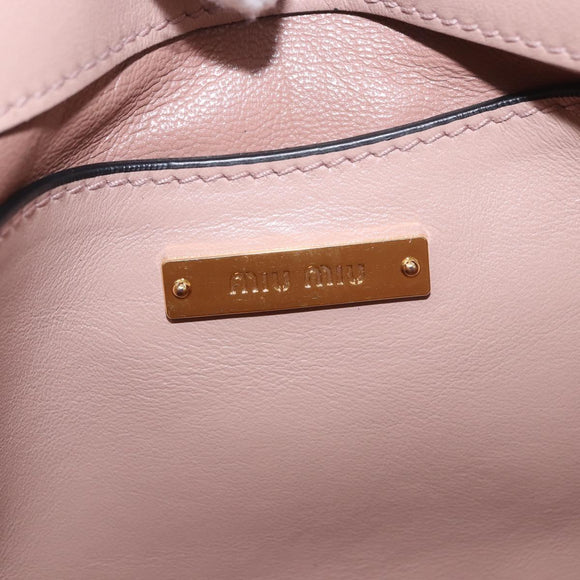 Miu Miu Hand Bag Leather 2way Pink Gold Auth bs36019A