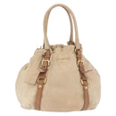 PRADA Tote Bag Leather 2way Beige Gold Auth bs36021-13