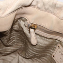 PRADA Tote Bag Leather 2way Beige Gold Auth bs36021-22