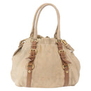 PRADA Tote Bag Leather 2way Beige Gold Auth bs36021-3