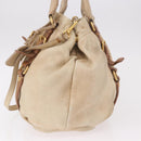 PRADA Tote Bag Leather 2way Beige Gold Auth bs36021-4