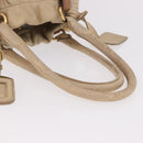 PRADA Tote Bag Leather 2way Beige Gold Auth bs36021-8