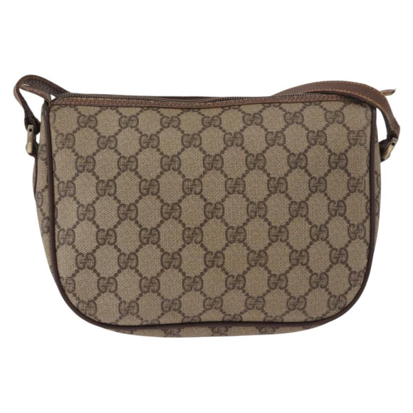 GUCCI GG Supreme Web Sherry Line Bag PVC Beige Gold 001 754 6177 Auth bs36022